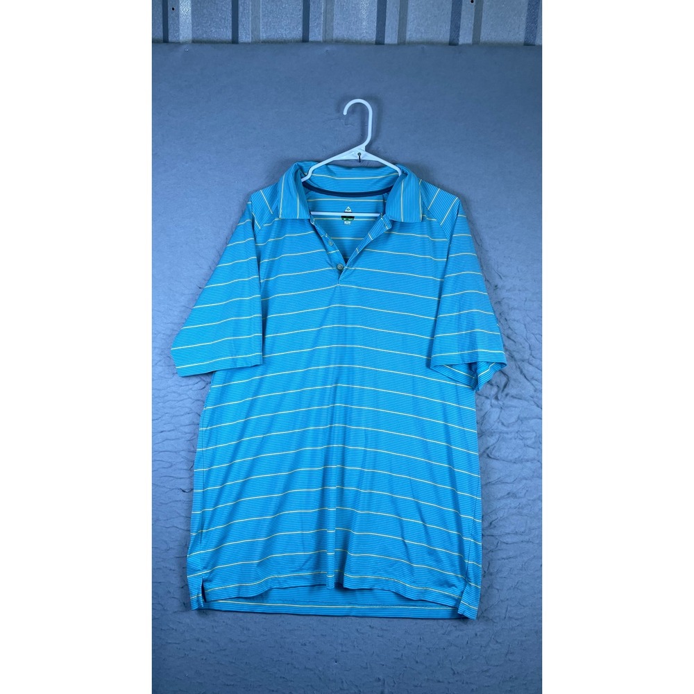 Bolle Golf Polo Shirt Mens XL Blue Excellent Striped B Tech Short Sleeve
